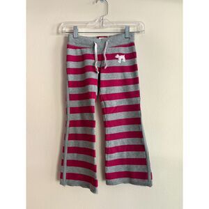 Mini Boden Pink and Grey Striped Sweatpants